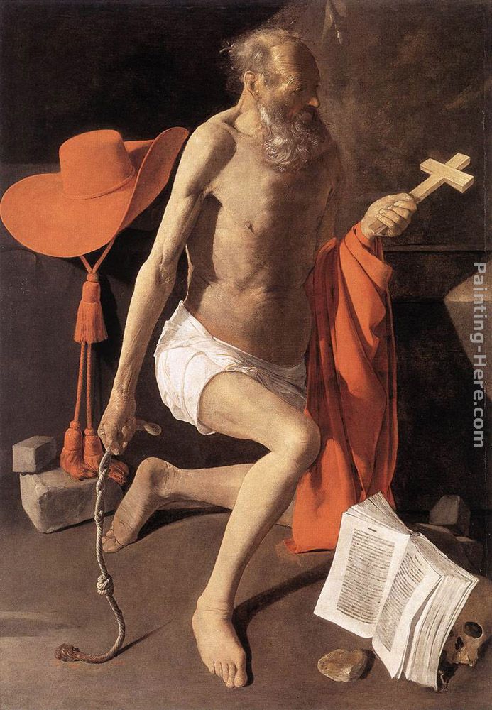 Penitent St Jerome painting - Georges de La Tour Penitent St Jerome art painting